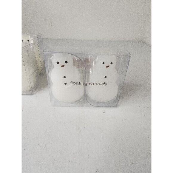Lot of 3 Packages Of 2 Christmas Floating Candles 2 1/2" Snowmen White - Picture 5 of 6
